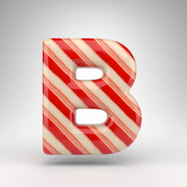 Carta Maiúscula Sobre Fundo Branco Candy Cane Renderizado Fonte Com — Fotografia de Stock