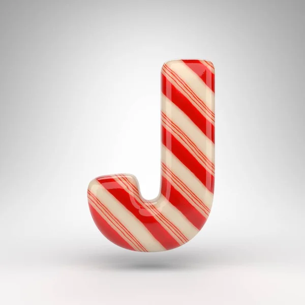 Letter Uppercase White Background Candy Cane Rendered Font Red White — Stock Photo, Image