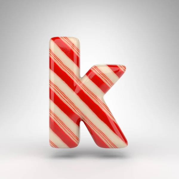 Betű Kisbetűvel Fehér Háttérrel Candy Cane Renderelt Betűtípus Piros Fehér — Stock Fotó