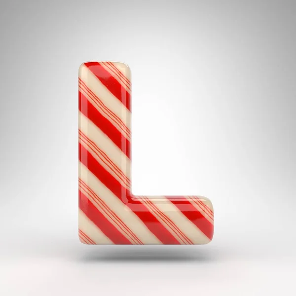 Letter Uppercase White Background Candy Cane Rendered Font Red White — Stock Photo, Image