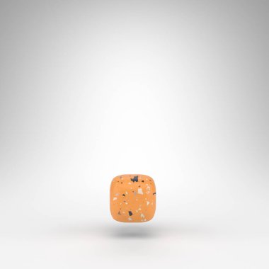 Beyaz arkaplanda dönem sembolü. Turuncu terrazzo desenli 3 boyutlu işaret..