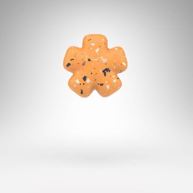 Asterisk sembolü beyaz arkaplanda. Turuncu terrazzo desenli 3 boyutlu işaret..