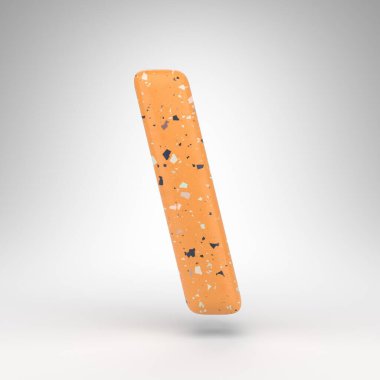 Beyaz arka planda sırt / çizgi sembolü. Turuncu terrazzo desenli 3 boyutlu işaret..