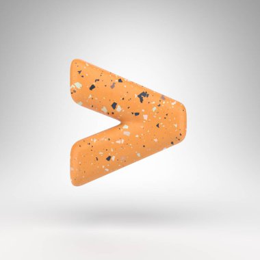 Beyaz arka plandaki sembolden daha fazlası. Turuncu terrazzo desenli 3 boyutlu işaret..