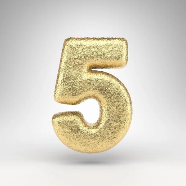 Number White Background Creased Golden Foil Rendered Number Gloss Metal — Stock Photo, Image