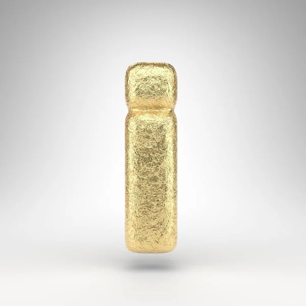 Letra Minúscula Sobre Fondo Blanco Creased Golden Foil Fuente Renderizada — Foto de Stock