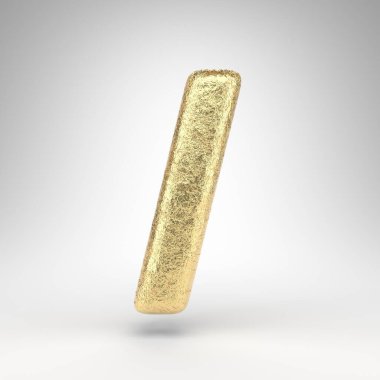 Beyaz arkaplanda ileri / geri işareti. Parlak metal desenli katlanmış altın folyo 3D tabela.