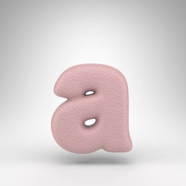 A harfi beyaz arka planda küçük harf. Cilt dokusuna sahip pembe deri 3D yazı tipi.