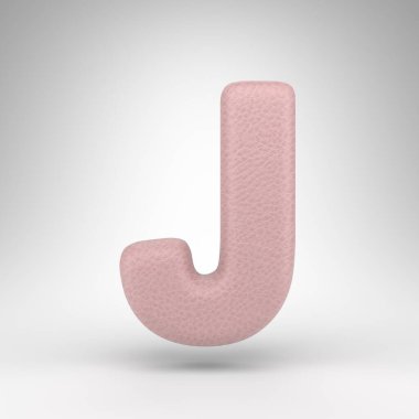 Beyaz arka planda büyük harfli J harfi. Cilt dokusuna sahip pembe deri 3D yazı tipi.