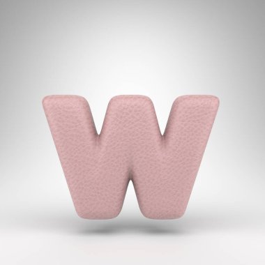 Beyaz arka planda W harfi küçük harf. Cilt dokusuna sahip pembe deri 3D yazı tipi.