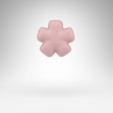 Asterisk sembolü beyaz arkaplanda. Deri dokusuyla işlenmiş pembe deri 3D tabela.