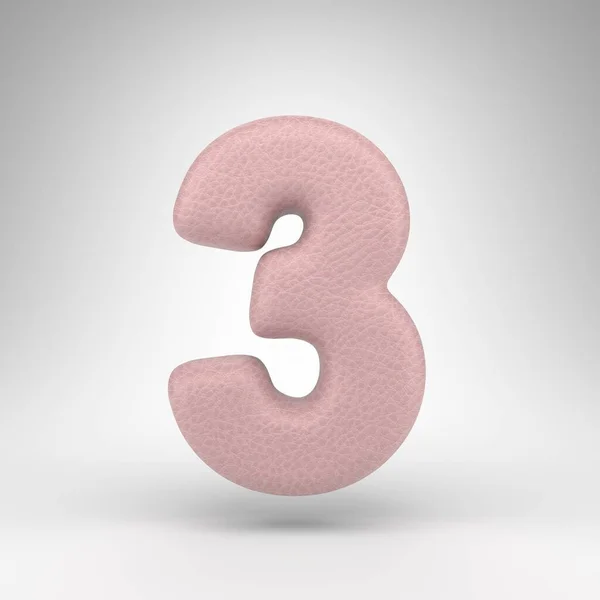 Nummer Witte Achtergrond Roze Leder Gerenderd Nummer Met Huidtextuur — Stockfoto