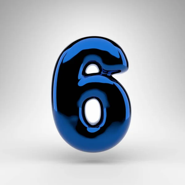 Number White Background Blue Chrome Rendered Number Glossy Surface — Stock Photo, Image