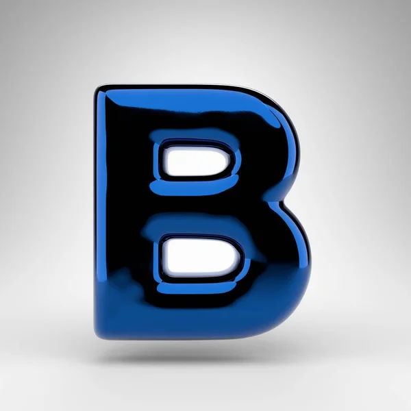 Brief Hoofdletters Witte Achtergrond Blauw Chroom Weergegeven Lettertype Met Glanzend — Stockfoto