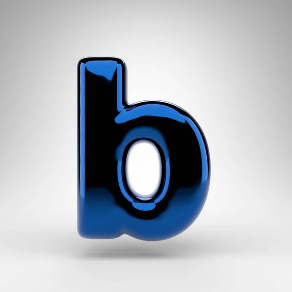 Betű Kisbetűvel Fehér Háttérrel Kék Króm Renderelt Betűtípus Fényes Felülettel — Stock Fotó