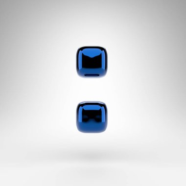 Beyaz arka planda kolon sembolü. Parlak yüzeyi olan mavi krom 3D işlemeli işaret..