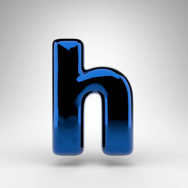 白地にHの小文字を入れます 光沢のある表面を持つ青クロム3Dレンダリングフォント — ストック写真