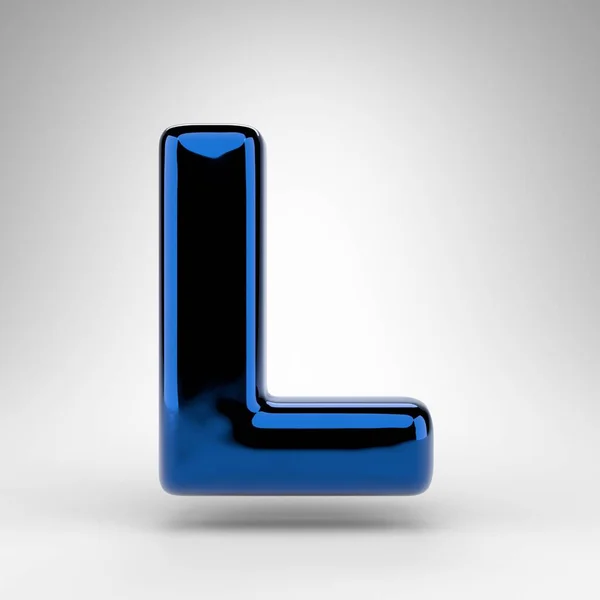 Lettre Majuscule Sur Fond Blanc Fonte Bleue Chromée Avec Surface — Photo