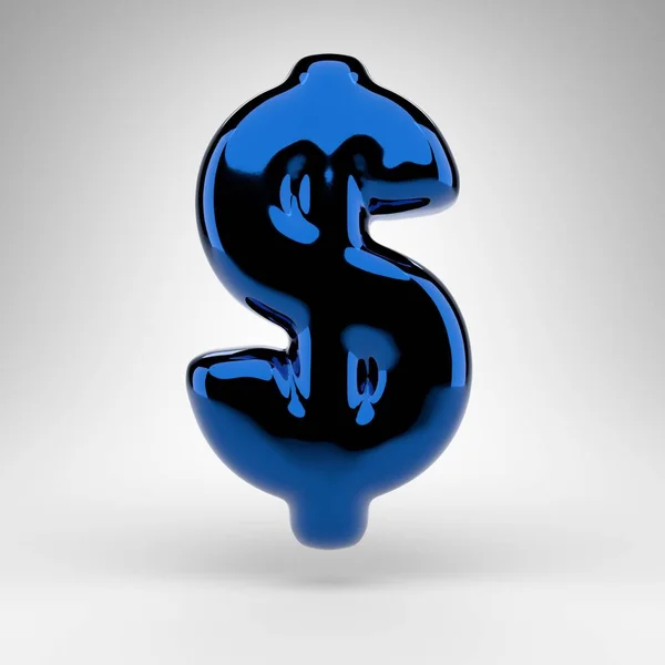 Dollar Symbol Auf Weißem Hintergrund Blaues Chrom Gerendertes Schild Mit — Stockfoto