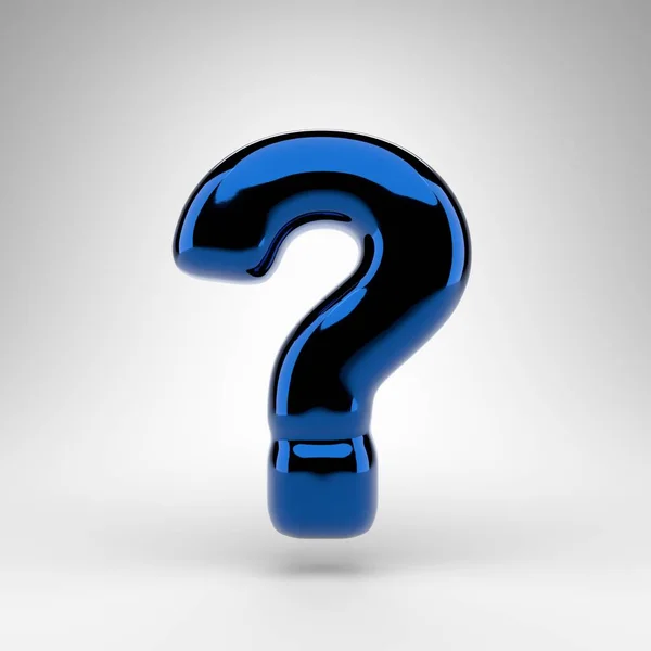 Question Symbol White Background Blue Chrome Rendered Sign Glossy Surface — Stock Photo, Image