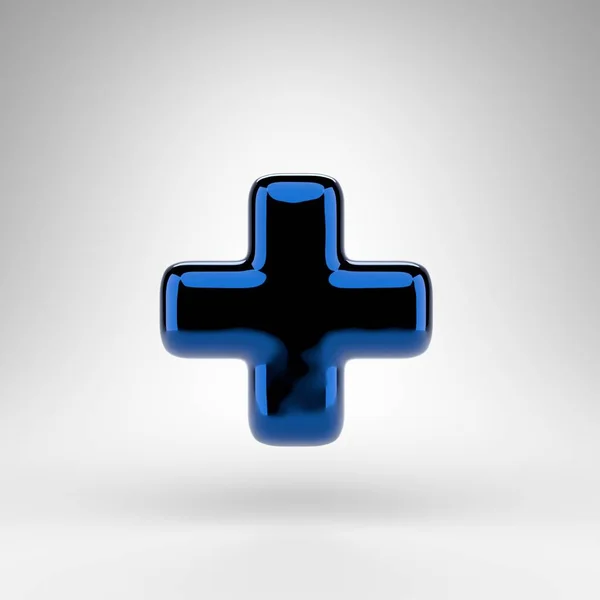 Symbool Witte Achtergrond Blauw Chroom Weergegeven Bord Met Glanzend Oppervlak — Stockfoto