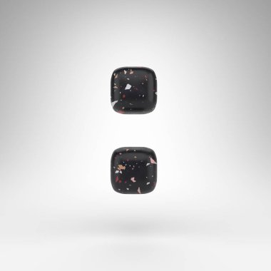 Beyaz arka planda kolon sembolü. Siyah terrazzo desenli 3 boyutlu işaret..