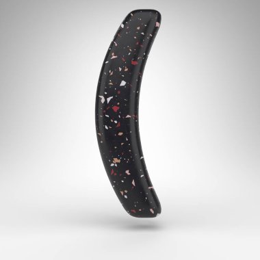 Beyaz arkaplanda sol yuvarlak parantez sembolü. Siyah terrazzo desenli 3 boyutlu işaret..