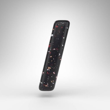 Beyaz arkaplanda ileri / geri işareti. Siyah terrazzo desenli 3 boyutlu işaret..