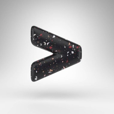 Beyaz arka plandaki sembolden daha fazlası. Siyah terrazzo desenli 3 boyutlu işaret..