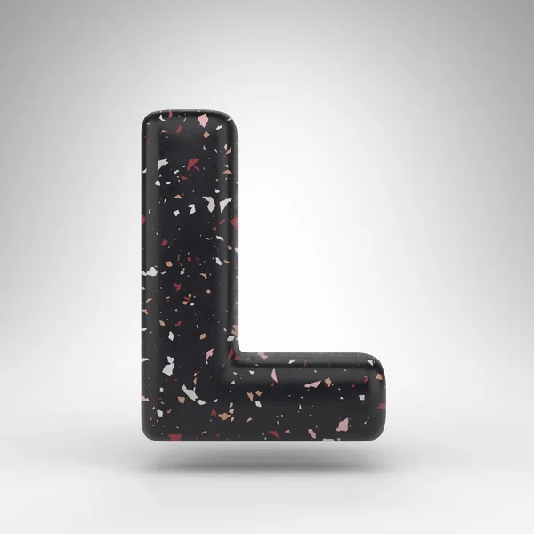 Brief Hoofdletters Witte Achtergrond Gerenderd Lettertype Met Zwarte Terrazzo Patroon — Stockfoto