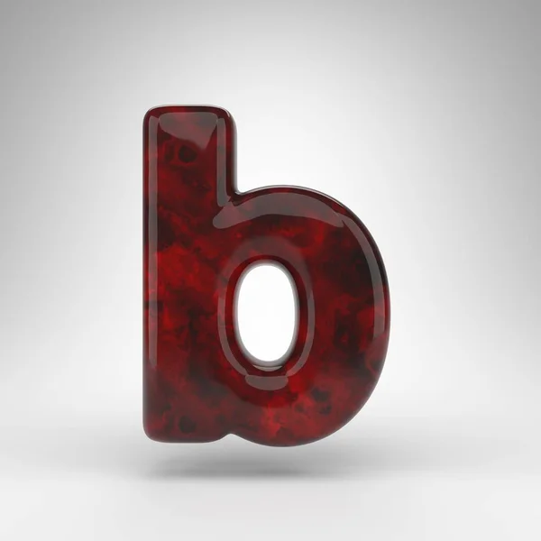 Letter B lowercase on white background. Red amber 3D letter with glossy surface. — Stock Photo, Image
