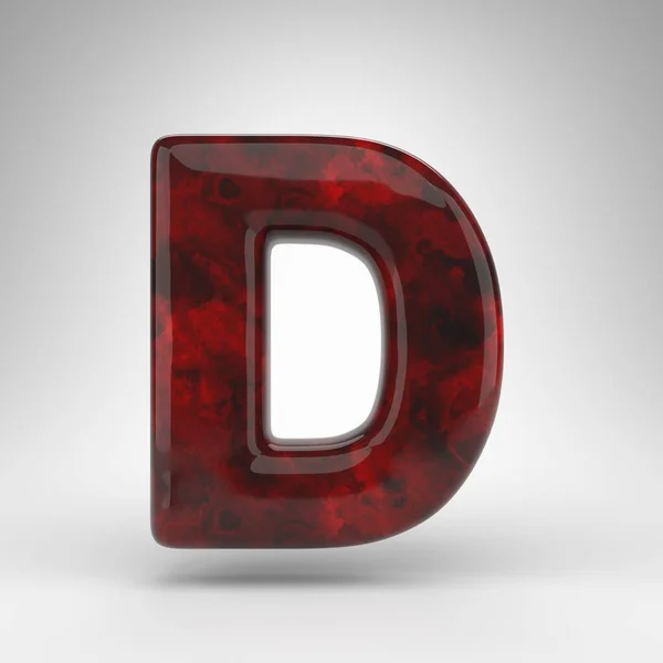 Brief D hoofdletters op witte achtergrond. Rode amberkleurige 3D letter met glanzend oppervlak. — Stockfoto