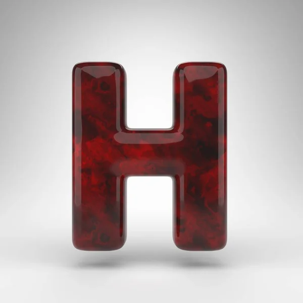 Beyaz arka planda H büyük harfi. Parlak yüzeyi olan kırmızı kehribar 3D harf. — Stok fotoğraf