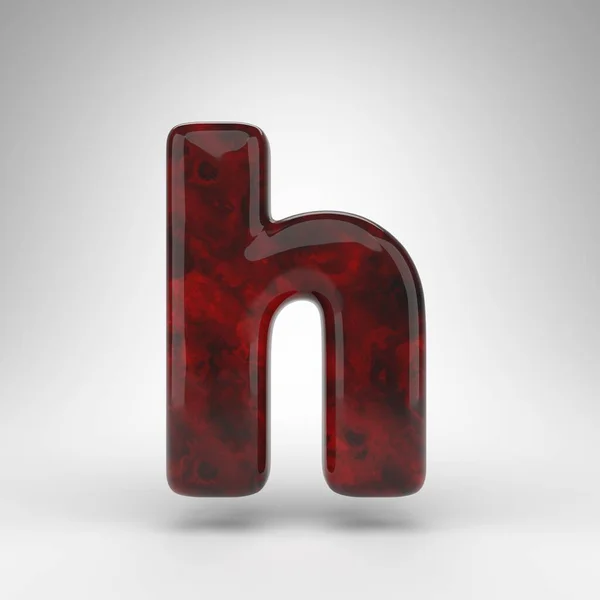 Letter H kleine letters op witte achtergrond. Rode amberkleurige 3D letter met glanzend oppervlak. — Stockfoto