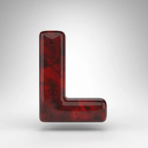 Letra L mayúscula sobre fondo blanco. Letra roja ámbar 3D con superficie brillante. —  Fotos de Stock