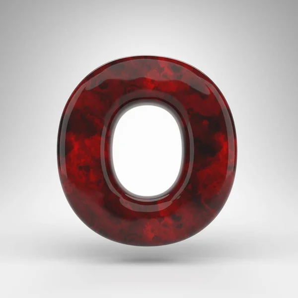 Brief O hoofdletters op witte achtergrond. Rode amberkleurige 3D letter met glanzend oppervlak. — Stockfoto