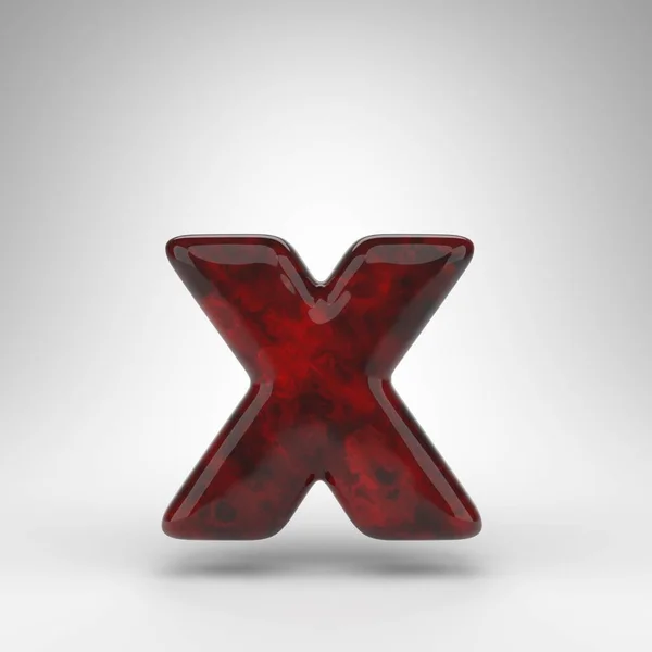 Lettre X minuscule sur fond blanc. Lettre 3D ambre rouge avec surface brillante. — Photo