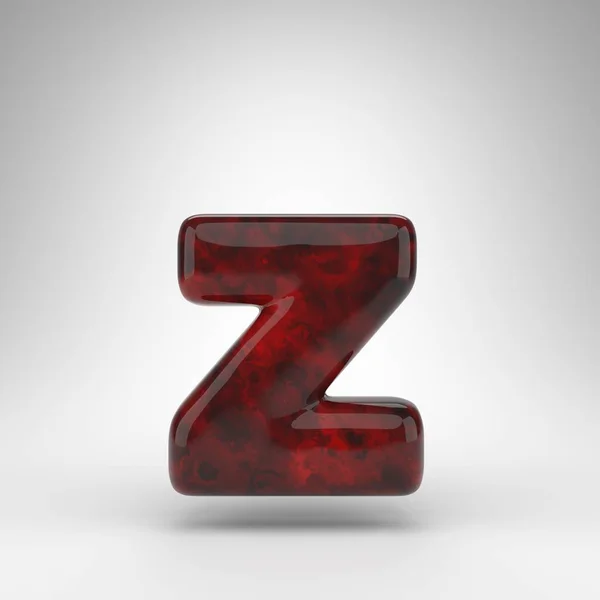 Z betű kisbetűvel, fehér háttérrel. Piros borostyán 3D betű fényes felülettel. — Stock Fotó