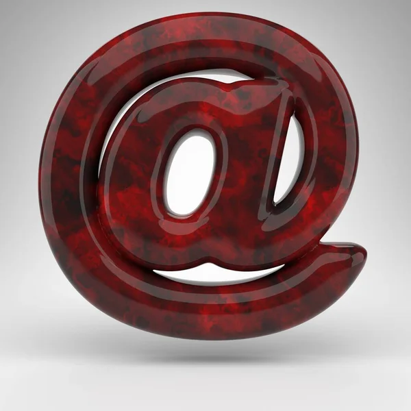 AT-Symbol auf weißem Hintergrund. Rotes Bernstein-3D-Zeichen mit glänzender Oberfläche. — Stockfoto