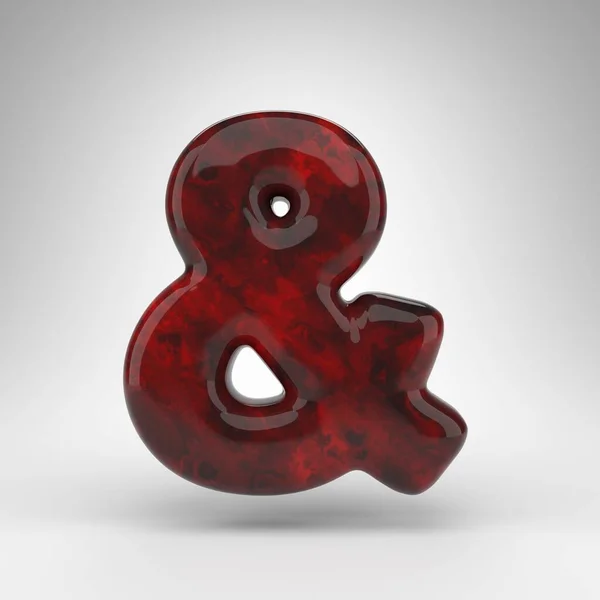 Ampersand symbol på vit bakgrund. Röd bärnsten 3D-skylt med blank yta. — Stockfoto