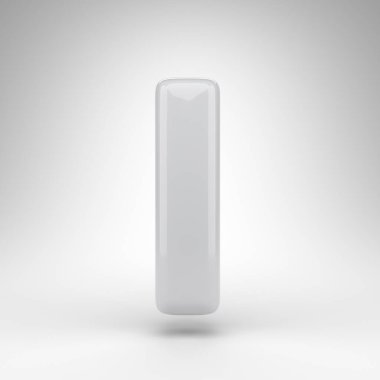 Beyaz arka planda L harfi küçük harf. Parlak yüzeyi olan beyaz plastik 3D harf.