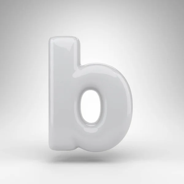 Letter B lowercase on white background. White plastic 3D letter with glossy surface. — Stock Photo, Image