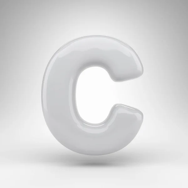 Γράμμα C κεφαλαίο σε λευκό φόντο. Λευκό πλαστικό 3D γράμμα με γυαλιστερή επιφάνεια. — Φωτογραφία Αρχείου