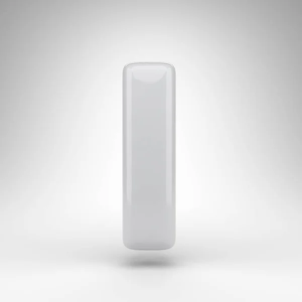 Γράμμα Ι κεφαλαίο σε λευκό φόντο. Λευκό πλαστικό 3D γράμμα με γυαλιστερή επιφάνεια. — Φωτογραφία Αρχείου