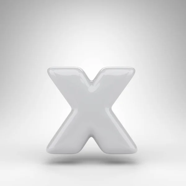 Letra X minúscula sobre fondo blanco. Letra 3D de plástico blanco con superficie brillante. — Foto de Stock