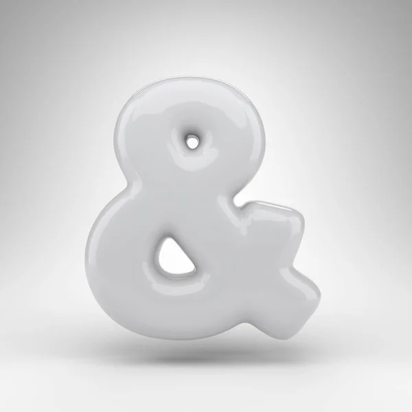 Ampersand symbool op witte achtergrond. Wit plastic 3D bord met glanzend oppervlak. — Stockfoto