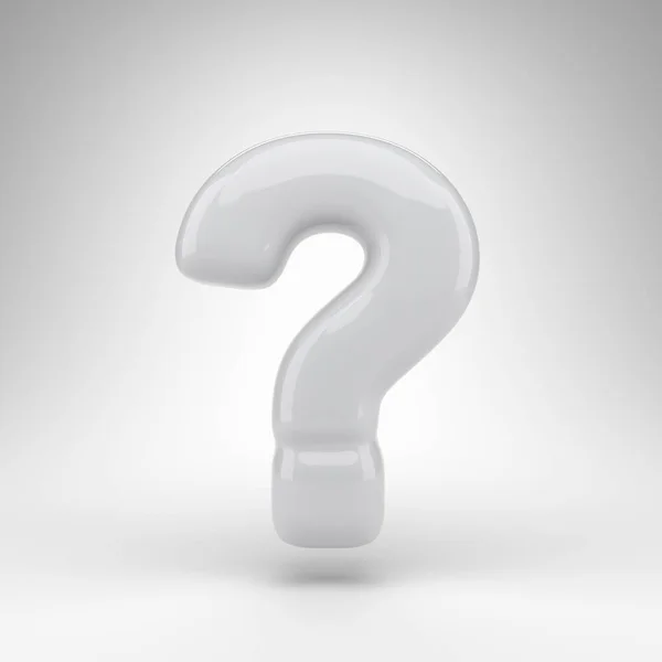 Question symbol on white background. White plastic 3D sign with glossy surface. — Stock Photo, Image