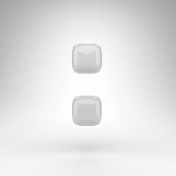 Simbolo del colon su sfondo bianco. Plastica bianca segno 3D con superficie lucida. — Foto Stock
