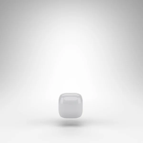Символ периода на белом фоне. Белый пластиковый 3D-знак с глянцевой поверхностью. — стоковое фото