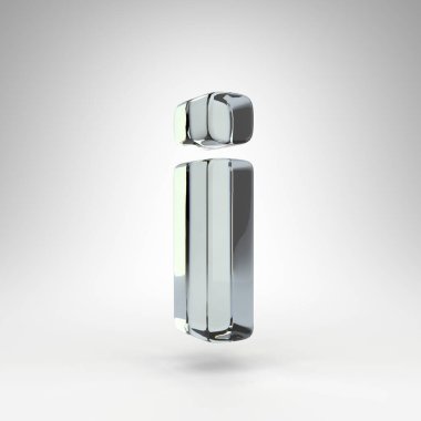 Küçük harfle beyaz arka planda. Kamera lensi şeffaf cam 3D harf ve dağılım.